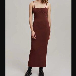 NWOT Nanushka Nyoka stretch-knit midi dress in mahogany
